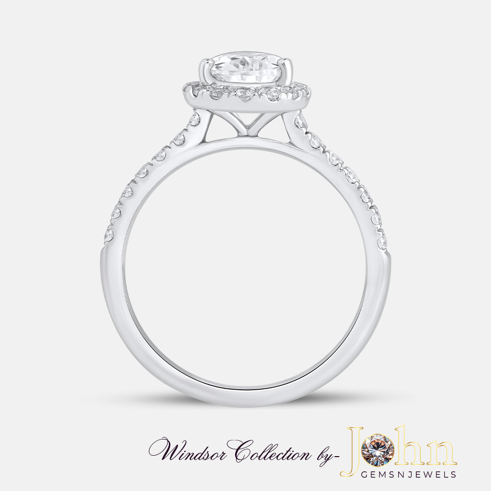 Classic Engagement Halo Pear Ring