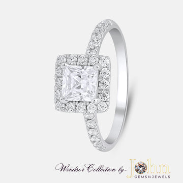 Classic Engagement Halo Princess Ring