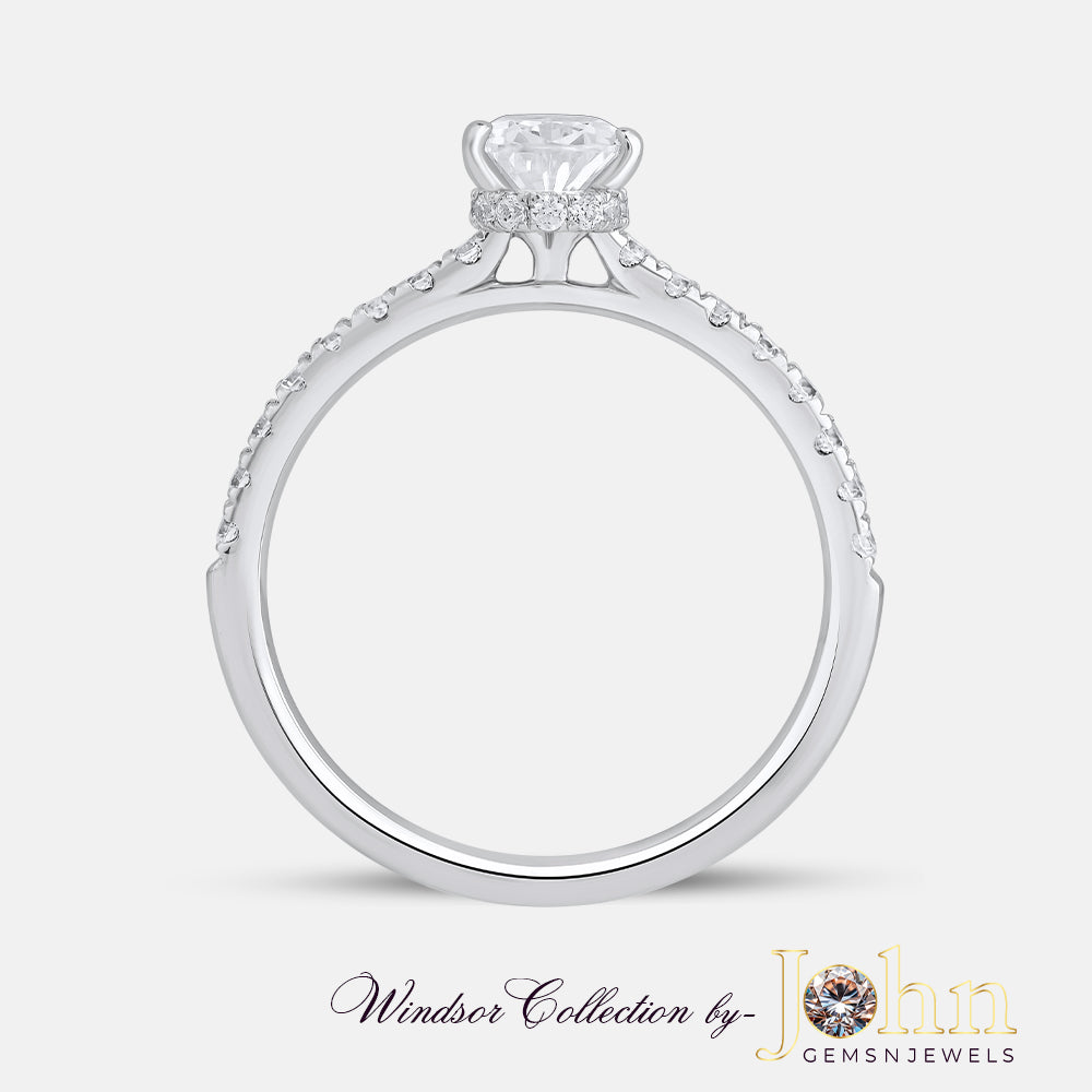 Classic Engagement Hidden Halo Pear Ring