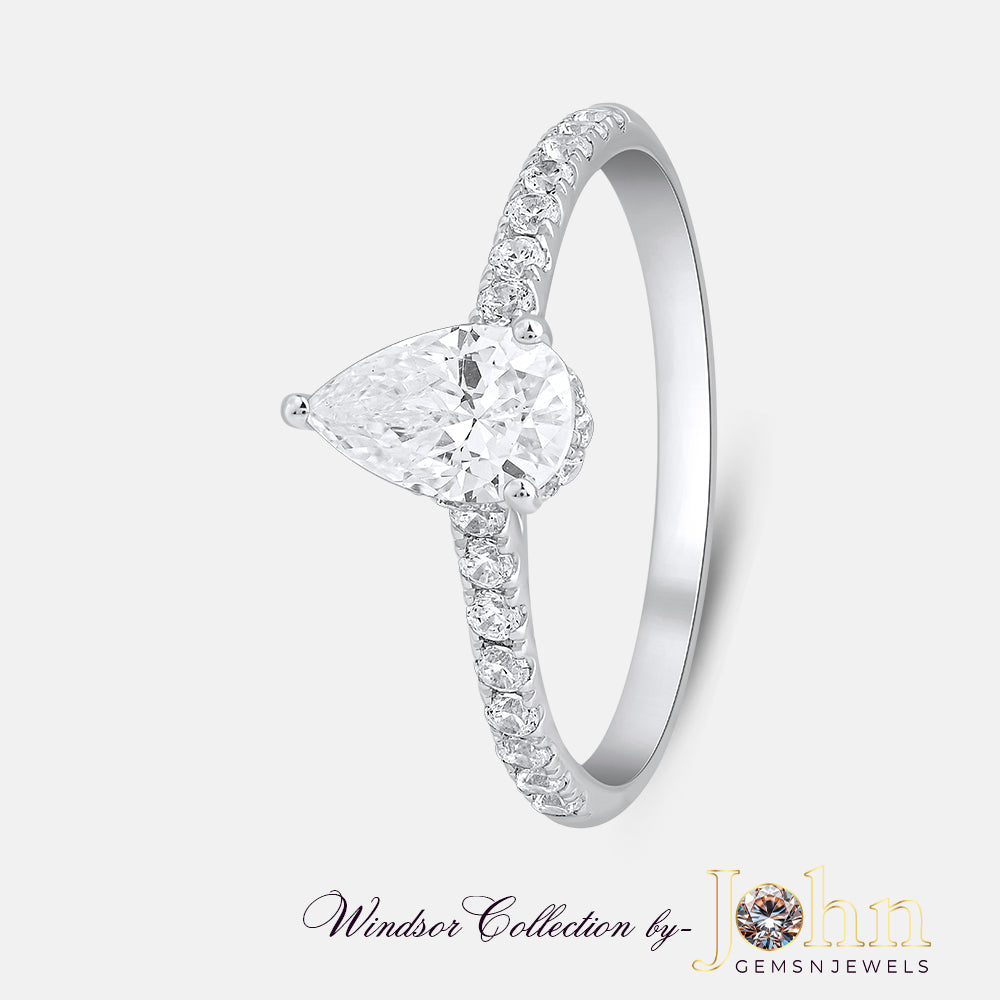 Classic Engagement Hidden Halo Pear Ring