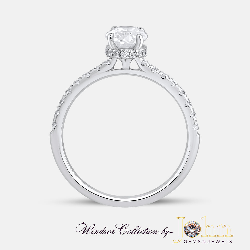 Classic Engagement Hidden Halo Oval Ring