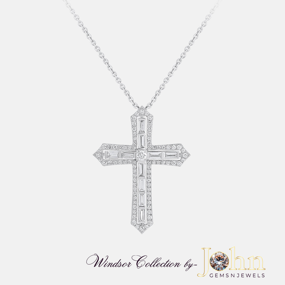 Cross Diamond Design Pendant  | 3.58cts