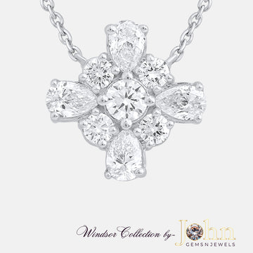 Ladies Diamond Pendant with Chain | Pear & Round Cut | 1.63cts