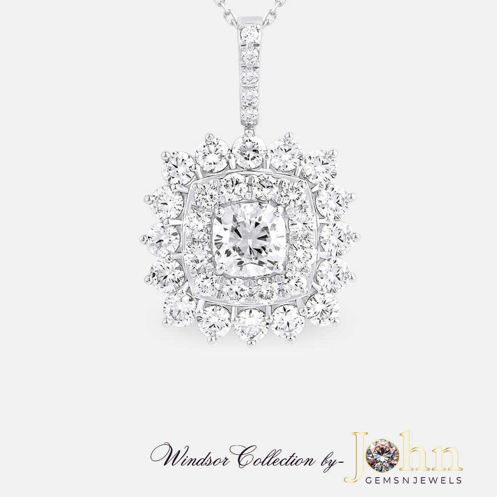 Ladies Diamond Pendant with Chain | 4.78cts